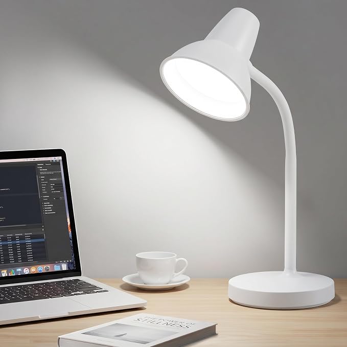 LED Desk Lamps for Home Office, Flexible Gooseneck Eye-Caring Study Lamps | Energy-Saving Desk Light, Anti-tip Heavy Duty Bedside Reading Light, Desk Lamps for College Dorm, Home Office, with 1.6m Cord