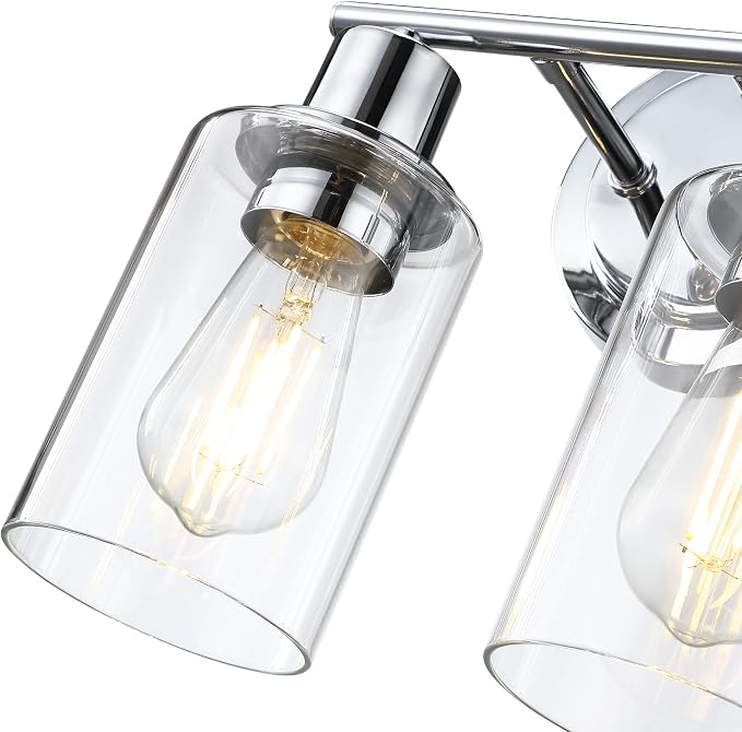 2-Light Chrome Bathroom Vanity Light Fixture Over Mirror,Chrome Vanity Lights for Bathrooms,2 Bulb Bathroom Wall Light Over Sink