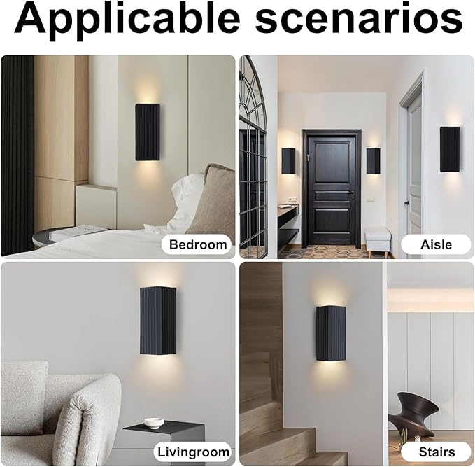 ZEROUNO LED Wall Sconce Indoor Wall Lights, Black Hardwired Up and Down Wall Mount Light for Living Room Bedroom Hallway Corridor Stairs Warm White 3000K (with Replacement G9 Bulbs)
