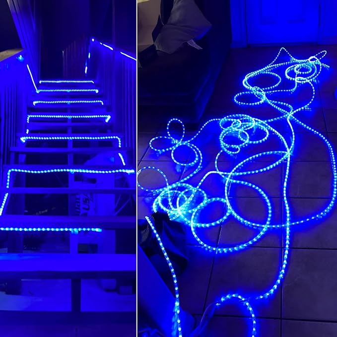 40ft Blue Led Rope Lights, Waterproof, 432LEDs, Outdoor, Indoor, Connectable, Flexible Blue Led Strip Lights for Garden, Camping, Stairs, Balcony, Party, Christmas