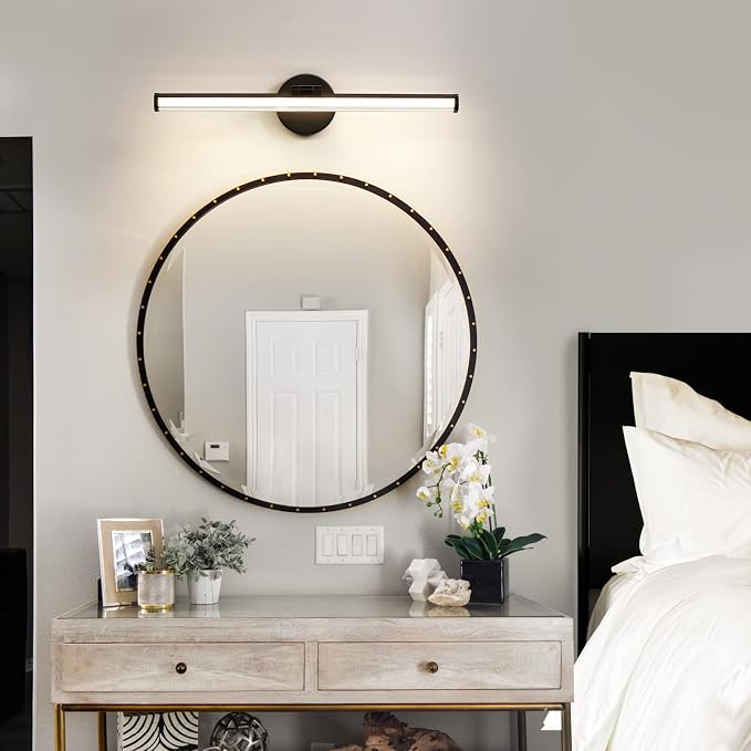 KAISITE Bathroom Light Fixture Over Mirror - Black Vanity Light 18W 4000K LED Bathroom Lighting Fixture Angle Adjustable 22 Inch Modern Vanity Light Bar for Bedroom Living Room