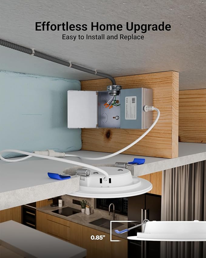 Sunco 24 Pack 4 Inch LED Recessed Lights, Slim Canless Ceiling Lighting, 650 LM, 10W (60W Equivalent), 3000K Warm White, Dimmable, Wafer Thin, Ultra Thin with Junction Box ETL.