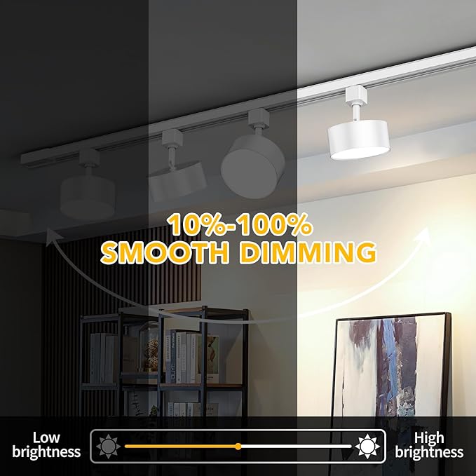 5 Color Diffuse LED Track Lighting Heads H Type Track Light Heads Dimmable Kitchen Track Lighting Fixtures Ceiling, Compatible with H Track Rails - Flicker Free CRI90+ 20W 2000lm, 4 Pack White