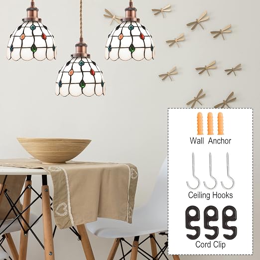 15.4ft Pendant Light Cord Kit, Industrial Vintage Plug in E26 Socket Hanging Light with Switch, Hemp Rope Hanging Light Fixture for Pendant Lamp Farmhouse Lamp Cable DIY