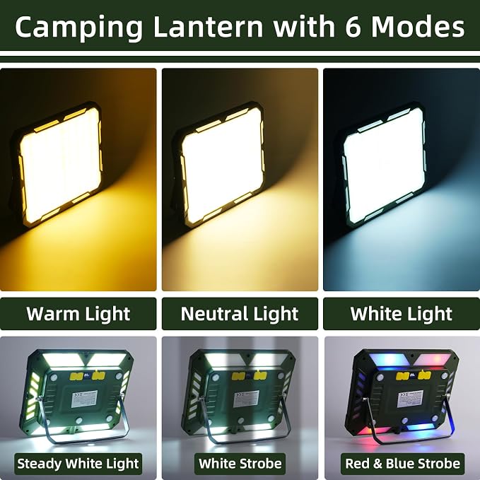 Camping Lantern Rechargeable Camping Lights 60W,3000LM | 6 Modes 5 Magnetic Bases, Waterproof Emergency Lights for Power Outages, Tent, Hiking, Car Repair, Fishing