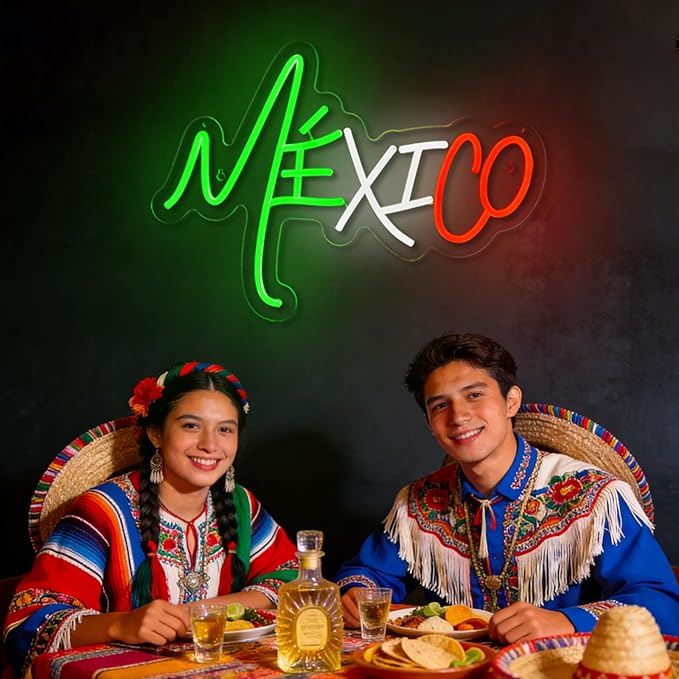 Mexico Neon Sign MEX Neon Sign for Wall Decor The United Mexican States USB Dimmable LED Neon Lights for Taco Party Beer Bar Kitchen Restaurant Home Pub Party Man Cave Club Shops Hotel Store Business Gift