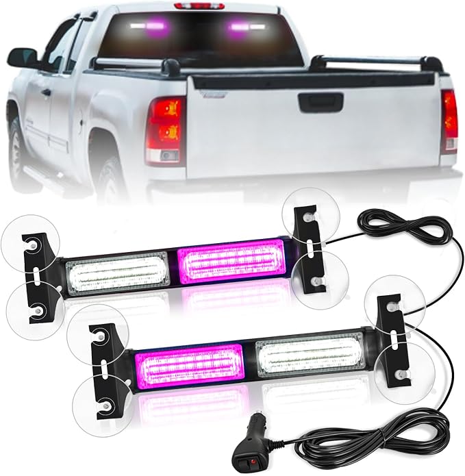 Nilight 40LED Purple White Emergency Strobe Traffic Advisor Light Bar with Suction Cups Dash Safety Warning Hazard Flashing Lights Interior Front/Rear Windshield for Trucks Construction Vehicles | with Suction Cups Dash Safety Warning Hazard Flashing L...
