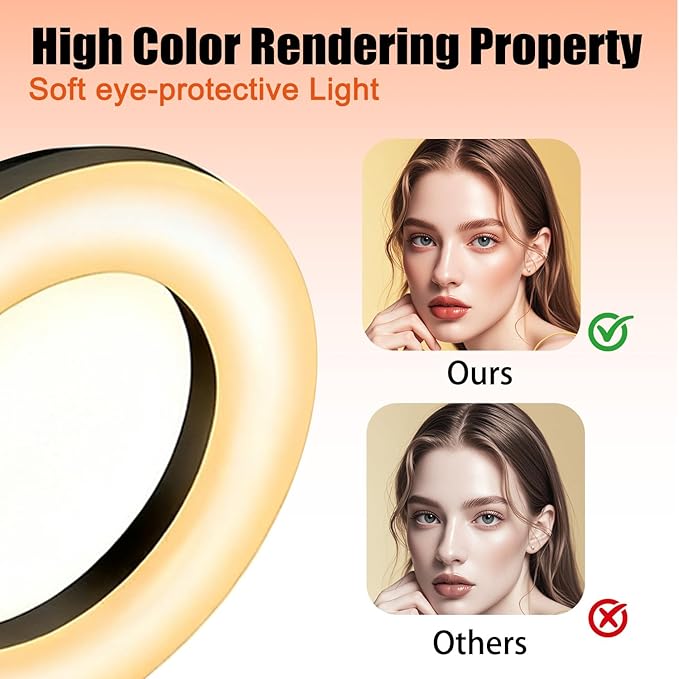 Desk Ring Light with Stand, Video Conference Lighting with Clip, Ring Light for Phone, Travel Selfie Light for Makeup, Live Streaming, Video, Photography