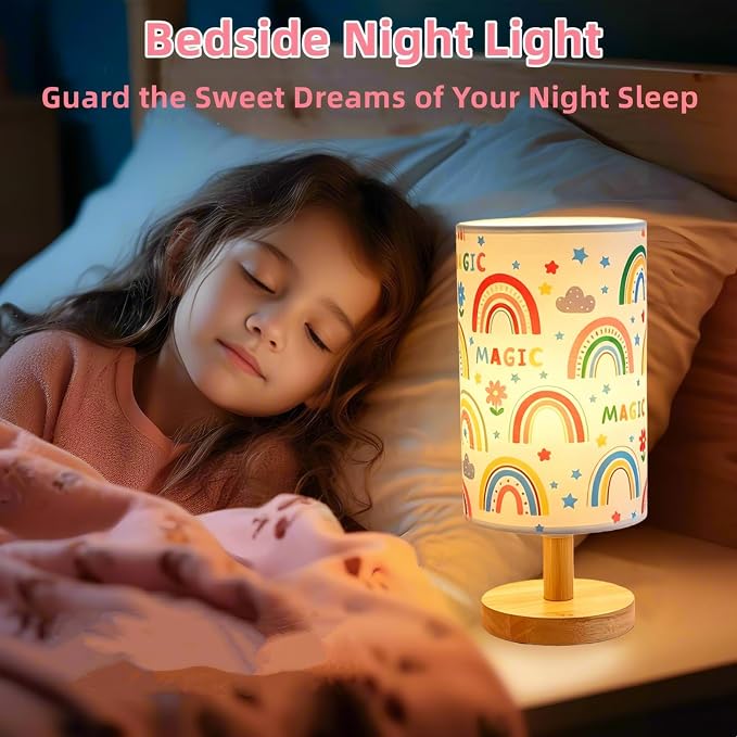 Rainbow Lamp Kids Table Lamp for Bedroom Cute Desk Lamps for Girls Room | 3 Color Modes Led Nightstand Night Light with Rainbow Design Bedside Lamp for Kids Room Nursery Decor,Holiday Gift for Girls