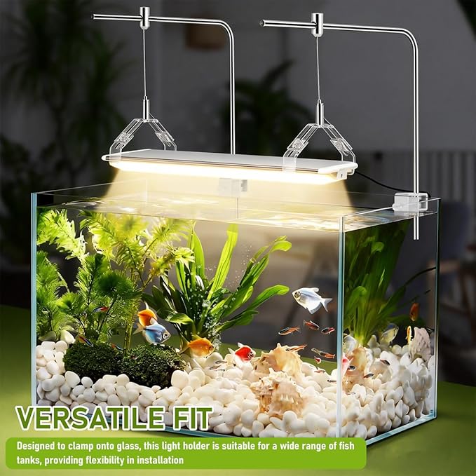 Kisangel 2pcs Aquarium Light Rack Support Stand Aluminum Alloy Adjustable Height Fish Tank Lamp Bracket for Freshwater Saltwater Fish Tank Light Rack