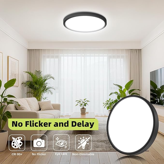hepside 2Pack 12Inch LED Flush Mount Ceiling Light Fixture 5CCT 24W 2800LM Closet Light Fixture,Small Round Slim Surface Ceiling Lamp for Hallway,Bathroom,Bedroom,Kitchen,Interior