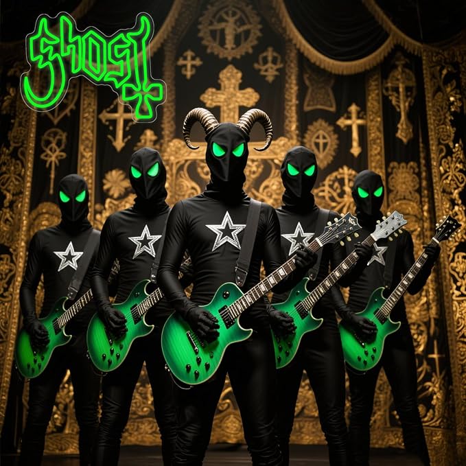 Ghost Neon Sign, Green LED Wall Light (12.2"x16.5") | Mysterious Rock Music Decor, Occult Aesthetic Room Light