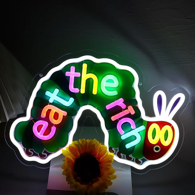 Funny Cartoon Quote Neon Sign Wall Decor for Man Cave Bar Bedroom | USB powered dimmable cute caterpillar cartoon print funny wall decor perfect for bedroom,children room and party decoration