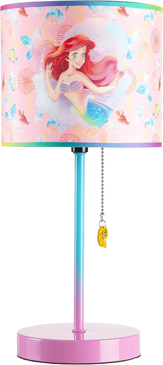 Little Mermaid Ariel Stick Table Lamp for Kids with Pull Chain