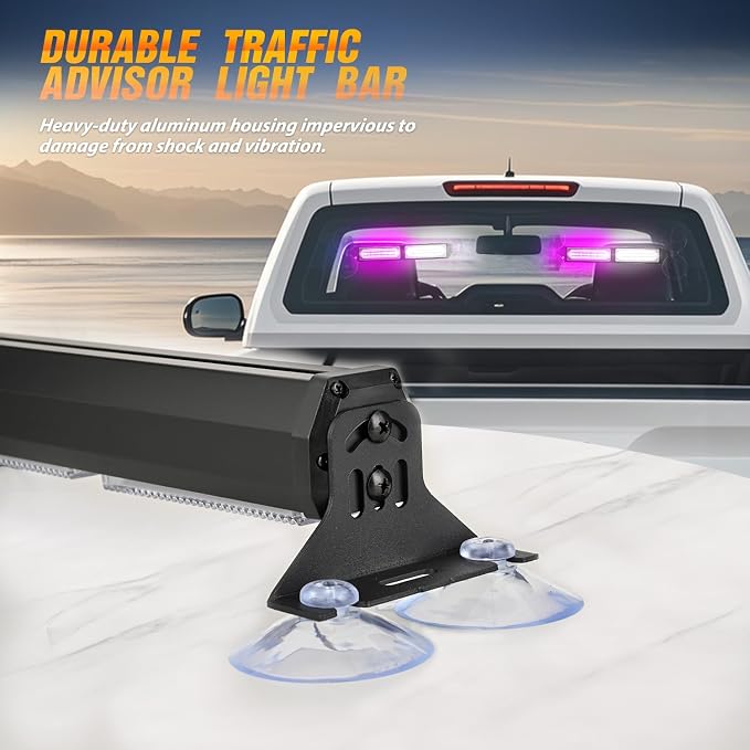 Nilight 40LED Purple White Emergency Strobe Traffic Advisor Light Bar with Suction Cups Dash Safety Warning Hazard Flashing Lights Interior Front/Rear Windshield for Trucks Construction Vehicles | with Suction Cups Dash Safety Warning Hazard Flashing L...