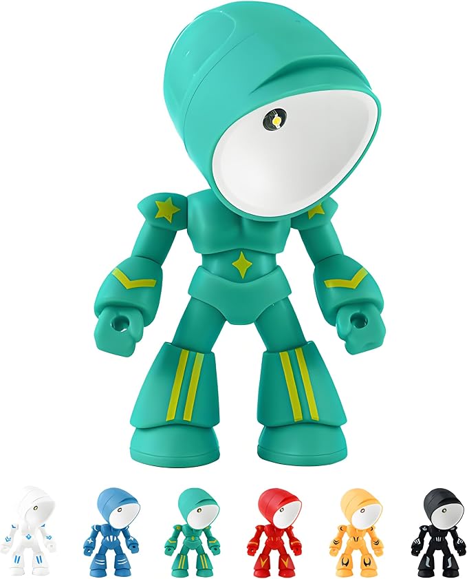 LED Mini Night Light,Adjustable Cute Cartoon Robot Companion Table Light,Adjustable Lonely Robot Cartoon Cute Robots Design Companion Table Light Magnetic Base for Gifts (Green)