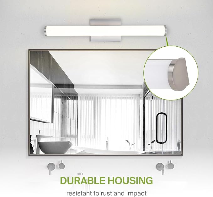 ASD 24" LED Linear Vanity Light Fixture, Modern Bathroom Sconce — 3 Color 3000K-5000K, Dimmable, 25W 1750LM, Energy Star & ETL Listed — Over Mirror Makeup Bar for Bedroom, Cabinets — Nickel, 4 Pack