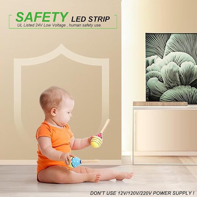 JOYLIT PRO+ 24V LED Strip Diffused 16.4FT 3000K 510LM/FT Bright Waterproof | CE UL, CRI 92+, 280LEDs/m Warm White, 10MM, Dotless, Dimmable, Self-Adhesive, for Kitchen Cabinet,Cove(Lights Only)