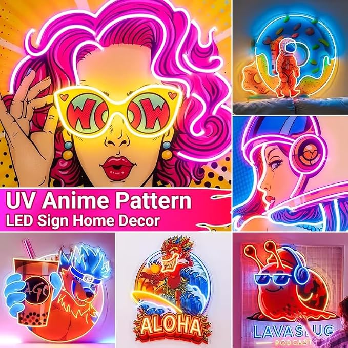 Custom LED Neon Sign, Personalized UV Printed LED Neon Light, Logo Sign Customizable for Business, Light Up Name Sign for Salon Bar Coffee Shop Clubs