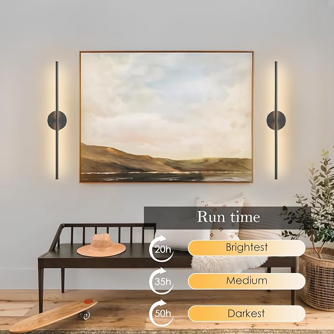 KARTOOSH Battery Operated Wall Sconces Set of Two Wireless Wall Lights | Rechargeable Wall Sconce with Remote 350°Rotate Dimmable RGB 3CCT LED Wall Lamp for Living Room, Bedroom