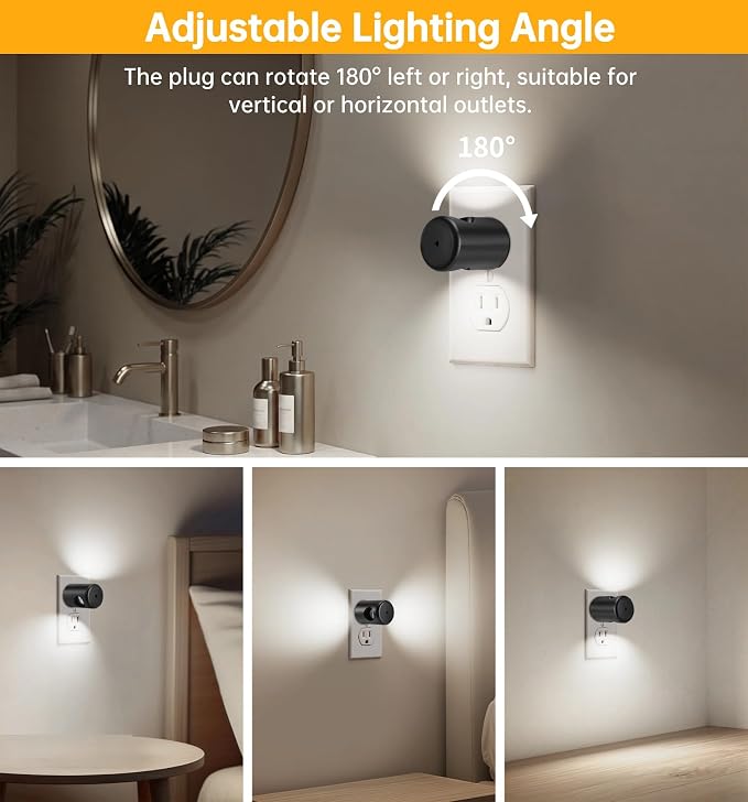TSEXES LED Motion Sensor Night Lights,Plug-in Motion Activated Night Light,5000K Daylight,Bedroom, Hallway,Bedroom,Kitchen, Stairways, Non-Dimmable,4 Pack