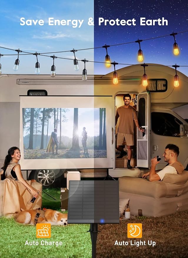 Brightown 55FT Solar String Lights Outdoor, 16+1 Shatterproof LED Lights | Waterproof, Remote Control, Dimmable, Timer, 3 Light Modes Solar Lights for Yard, Camping, Parties and Outdoor Decor