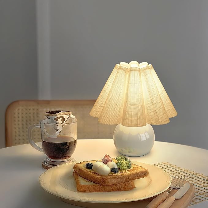 Light Blue Small Touch Control Table Lamp for Bedroom,Blue Bedside Lamps for Nightstand,Cute Mini Small Table Lamps for Small Spaces with Scalloped Shade for Kitchen Counter,Bookshelf,Living Room