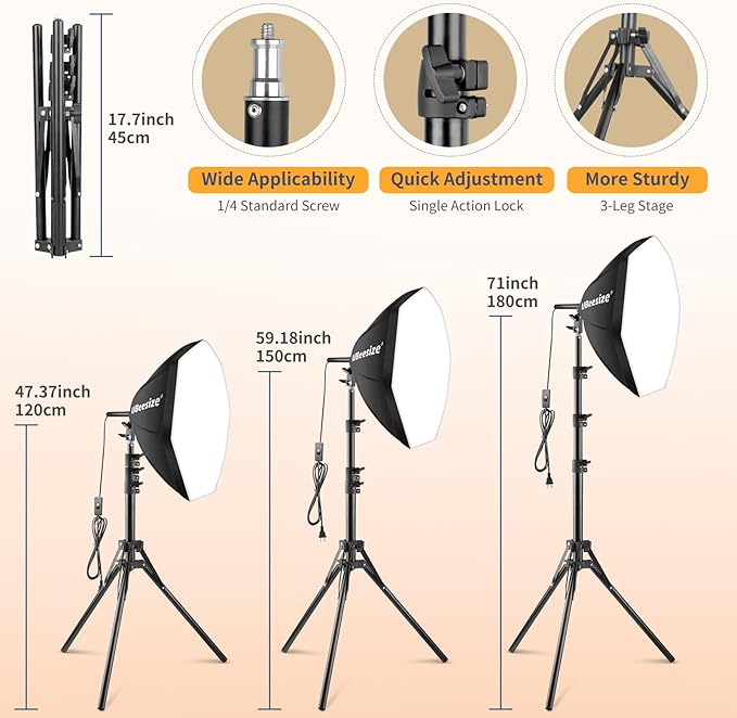 UBeesize Softbox Photography Lighting Kit, 20'' x 20'' Professional Softbox Lighting Kit with 85W 3000-7500K LED Bulbs, Studio Lights for Photography/Live Streaming/Video Recording