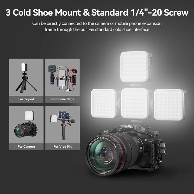 SmallRig P108 RGB Video Light,Portable LED Camera Lights 360° Full Color Photography Lighting w 3 Cold Shoe, 2500mAh Rechargeable On-Camera Video Light Panel 2700K - 6500K for YouTube, Vlogging