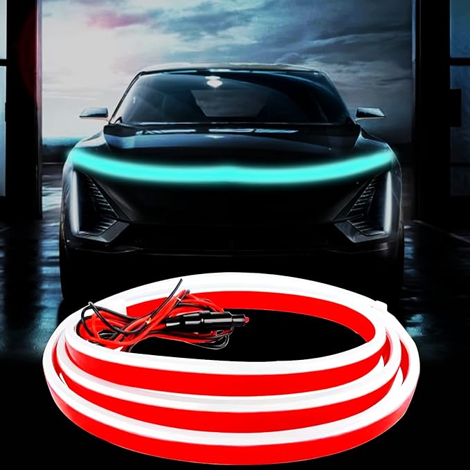 Car Hood Light Strip, 70 Inch LED Bonnet for Cars, SUVs, Trucks, Ice Blue | 12V Flexible Headlight, Waterproof Daytime Running Light, Dynamic Scan Start-up Effect, Universal
