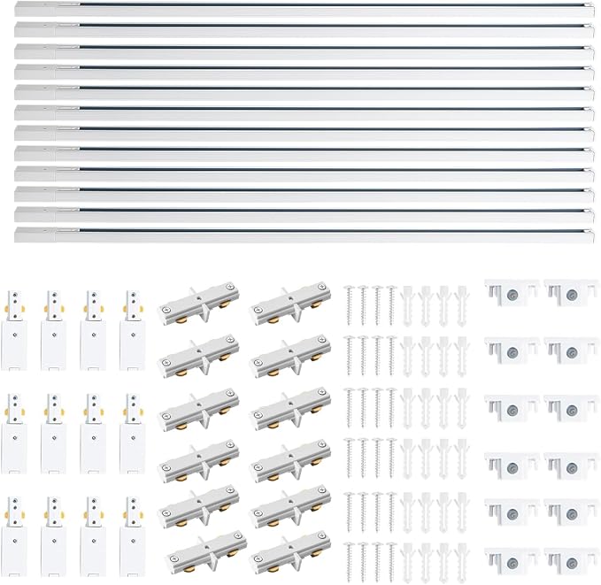 39FT H Track Lighting Rails White, H Type Track Lighting Rails Kit with End Caps and Live End Feed Connector, Compatible with 3-Wire Single Circuit H Style System