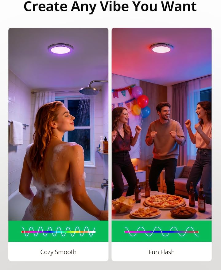 Bojim 2 Pack RGB Rechargeable Waterproof Shower Light for Bathroom Inside | 12 Color Changing Motion Sensor Wireless LED Mood Battery Operated Wall Lights with Remote for Bedroom Party