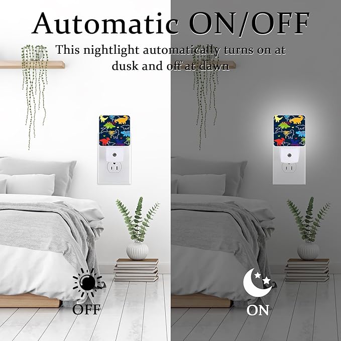 Dinosaur Night Light, Plug-into Wall Nightlight Lamp with Dusk to Dawn Sensor, Led Lamp 0.5W Energy Efficient for Boys Girls Adults Home Decor