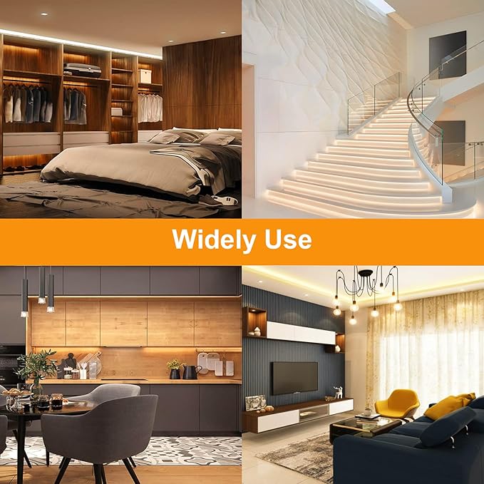 LED Neon Lights, 12V Warm White Dimmable LED Strip Lights, 16.4ft/5m Waterproof LED Neon Rope Lights, 3000K Neon LED Strip for Bedroom Indoor Home Decor (Power Adapter Included)