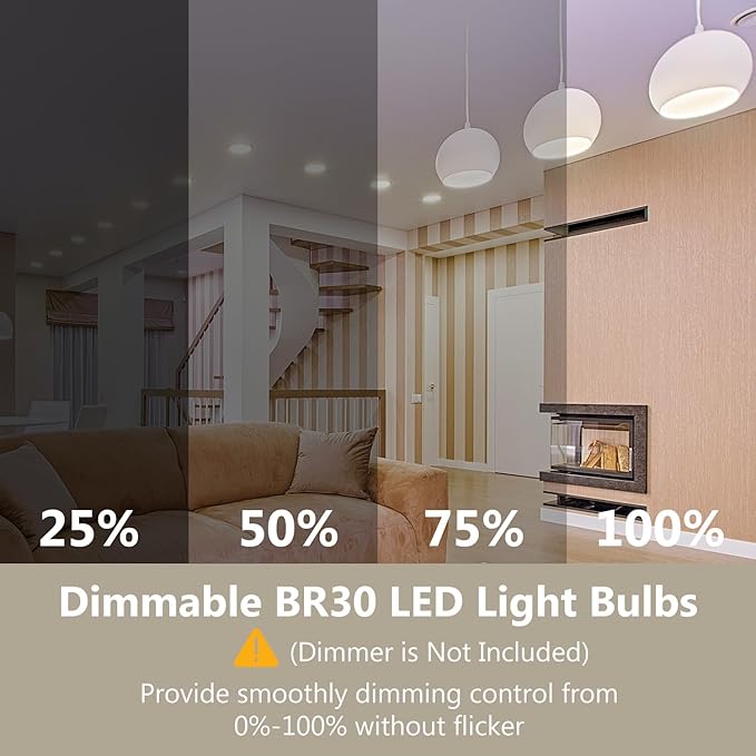 DAYBETTER 24Pack BR30 LED Bulb Indoor Flood Light Bulbs, 65W Equivalent Dimmable LED Bulbs, 4000K Neutral White, 850 Lumens E26 Base, Recessed Can Bulb for Living Room Bedroom Dining Room Bathroom