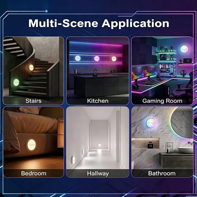 YEELIGHT Night Light, Motion Sensor Night Lights for Kids, USB-C Rechargeable Magnetic Nightlight with 11 RGB Scenes, Nursery Night Light, LED Nightlight for Bedroom, Hallway, Stairs, Bathroom