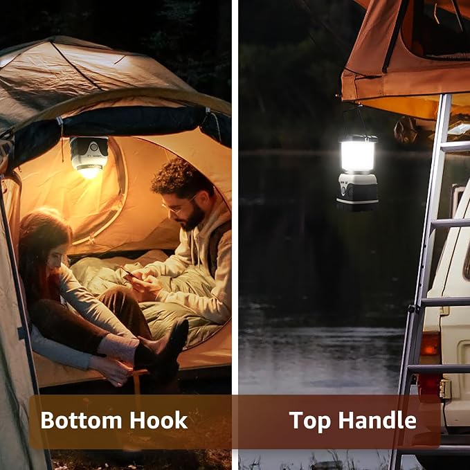 Lepro 1000LM Battery Powered LED Camping Lantern with 4 Light Modes, White | Waterproof Tent Light, Camping Essentials, Lantern Flashlight for Camping, Emergency Light, Power Outages, Not Rechargeable