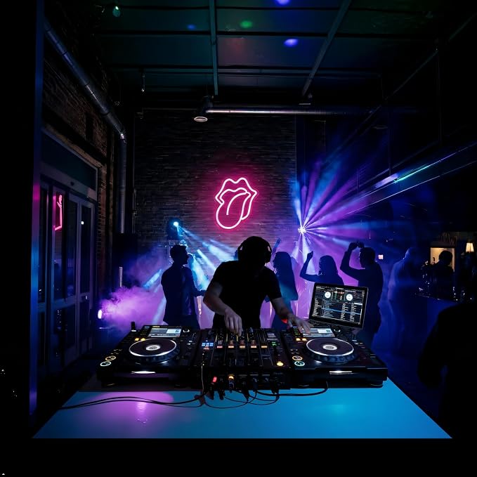 Lips Neon Sign LED Pink Lips Big Tongue Shaped Neon Signs for Wall Decor USB Neon Light Signs for Bedroom Bar Pub Hotel Christmas Wedding Party