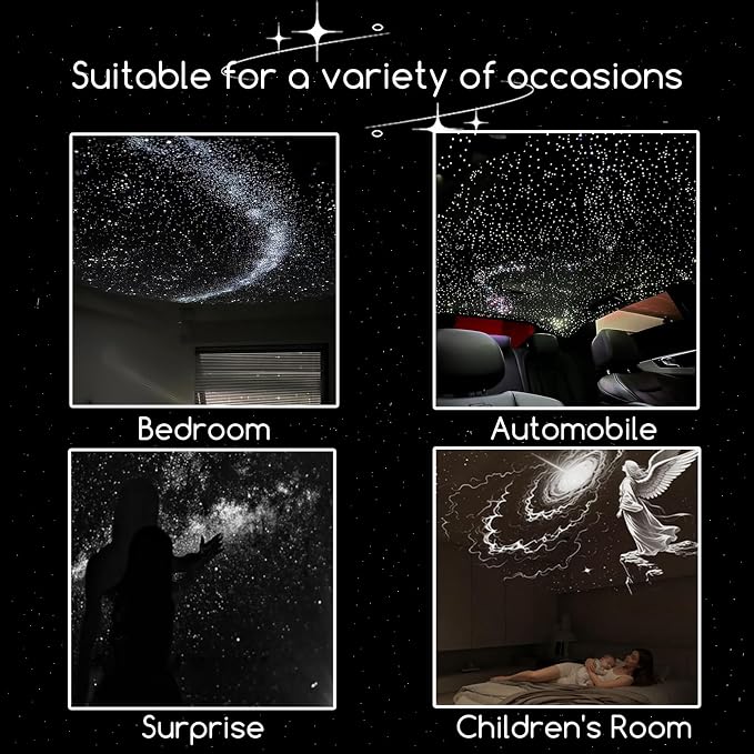 2-in-1 Galaxy Projector Night Light with 12 Sliding Projection Films, Adjustable Brightness 360° Rotating Design and USB Power for Car and Bedroom Decoration for Adults and Kids