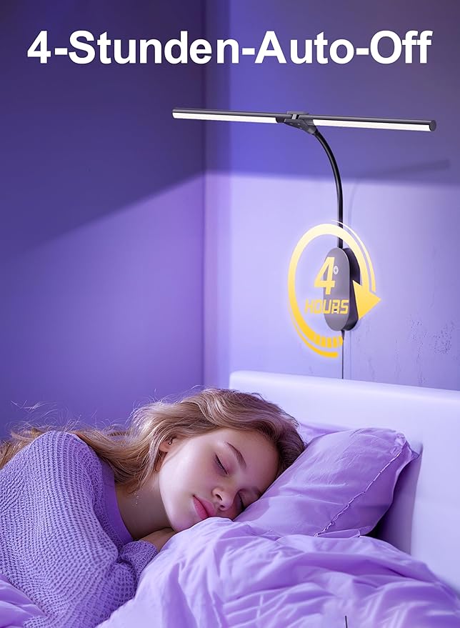 LED Wall Mounted Reading Light for Bed, 2 Heads Ultra Long Book Lights with USB Output, Wall Reading Lamps with Bright 5 Dimmable Touch Control,4 Hour Auto Off in 360°Gooseneck Headboard Bed Light