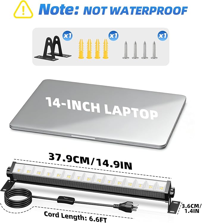 2 Pack 40W LED Shop Lights, 5400LM 6000K Plug in Garage Lights with 6.6FT Power Cord, Work Light for Garage, Outdoor, Workshop, Yard, Warehouses, Carport, Indoor