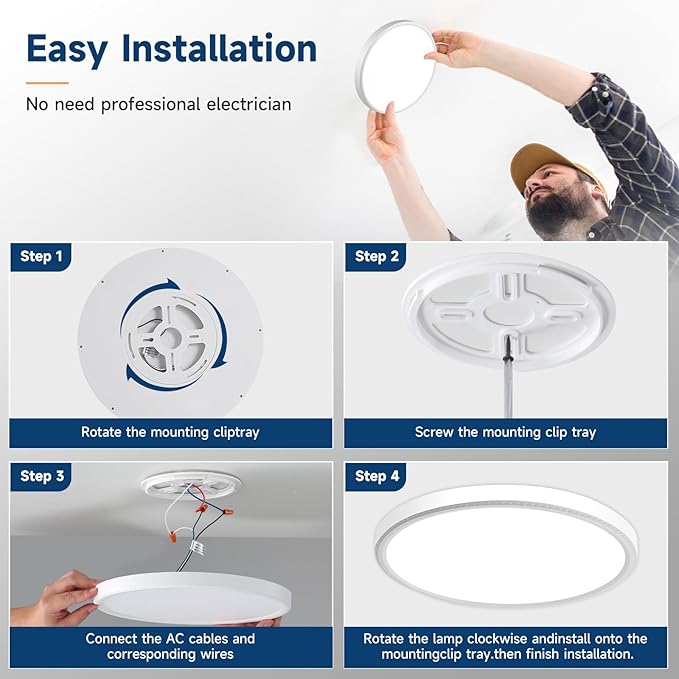 16-Pack 7.5Inch LED Ceiling Lights, 5 Colors Selectable Flush Mount Ceiling Lights, Ultra Thin LED Ceiling Lights Fixtures 0.87Inch for Dinning Room