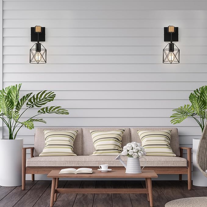 foucasal Wall Sconces Set of Two, Farmhouse Rustic Wall Light Hardwired | Indoor Wooden Wall Mounted Lamps Set of 2 for Bedroom, Living Room, Bathroom, Entryway, Porch, Hallway, Stair
