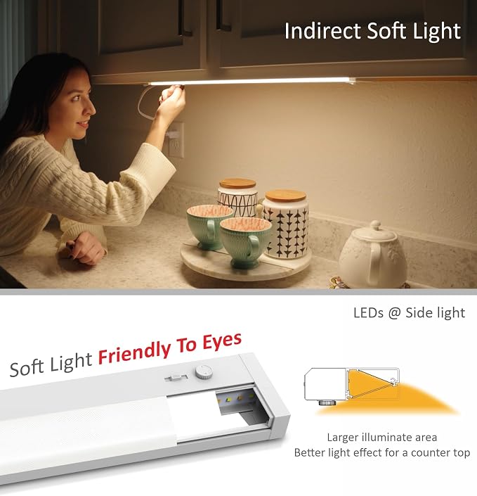 Under Cabinet Lighting Plug in or Hardwired Built-in Dimmer, 40 Inch 20W, 5CCT 2700/3000/3500/4000/5000K, Linkable Counter Lights for Kitchen, ETL Dimmable LED Light Fixture, White