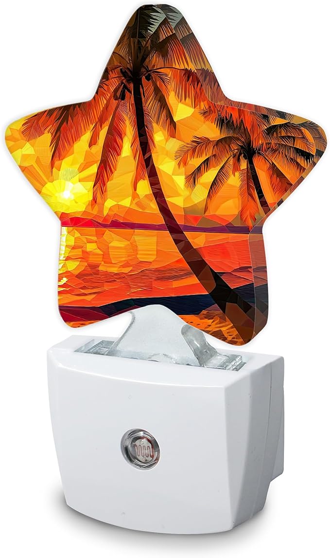 Sunset Seashore Plug-in Night Light with Dusk-to-Dawn Sensor for Bathroom,Bedroom and Hallway Sleep Friendly Lamp for Women/Girls/Boys Gift,0.5w