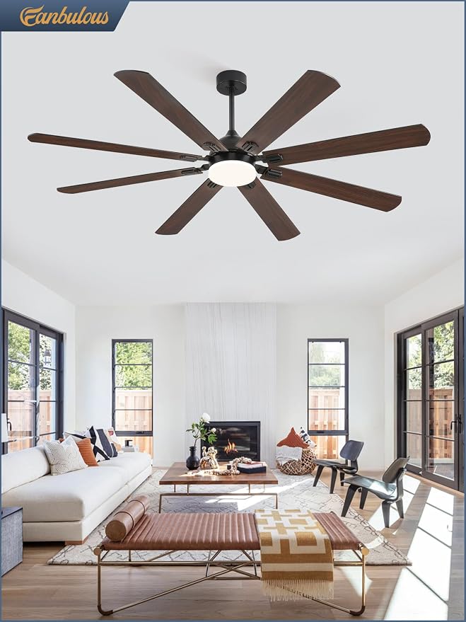 Fanbulous 72 Inch Outdoor Ceiling Fans with Lights,Black | Modern,6 Speeds,3CCT,Timer,Remote Control,Quiet Reversible DC motor,Large,8 Double-sided Blades,Easy Installation