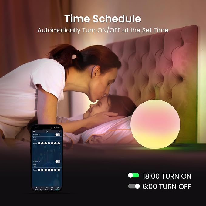 LOFTEK Smart Night Light, Color Changing LED Ball Lamp with APP &Music Sync | 16 Million Colors, 220 Scene Modes, Rechargeable, Time Setting, Corded Electric, RGB Ball Mood Lighting for Living Room