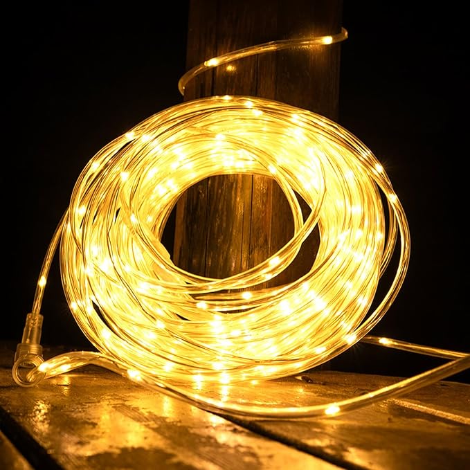 Connectable Rope lights Plug in165FT 500 LEDs Rope Lights,including 5Packs 33FT 100LEDs Tube Lights,Waterproof 8 Modes Remote String Light for Outdoor Indoor Patio Backyards Garden,Warm White