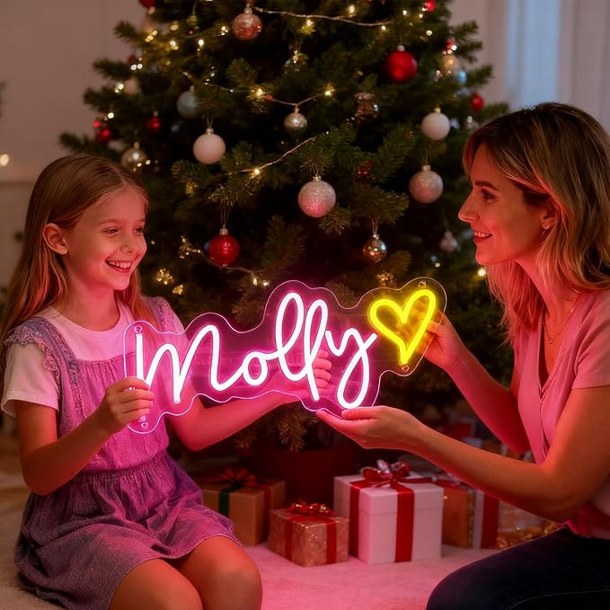 Custom Neon Sign for Wall Decor Personalized LED Neon Wedding Light Sign | Customizable Name Light Up Sign Bedroom Room Decor Aesthetic Birthday Gift Christmas Decorations