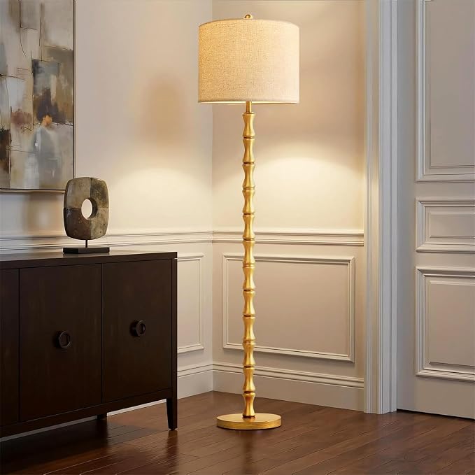 Wood Floor Lamps for Living Room Rustic Floor Lamp with Remote Control & 3 Color Temperature,Dimmable Floor Lamp Gold Mid Century Modern Standing Lamp Tall Farmhouse Floor Lamp For Bedroom Corner